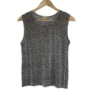 Plisse pleated Leopard Print Sleeveless Top